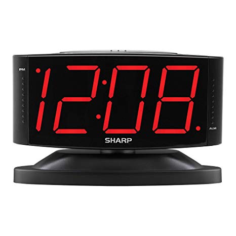 Sharp Digital Alarm Clock with Easy to Read Large Numbers and Swivel Base