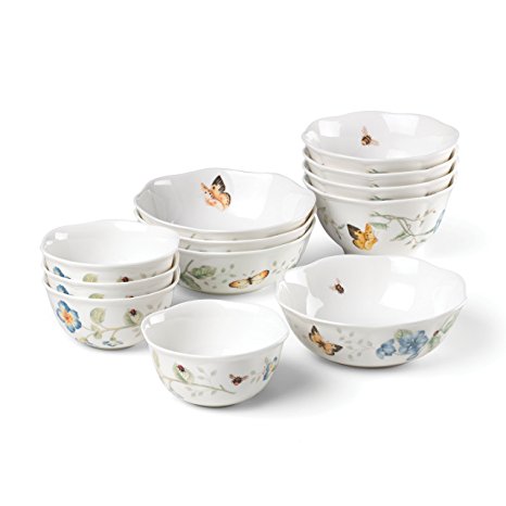 Lenox 880075 Butterfly Meadow 12-Piece Bowl Set, Multicolor