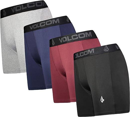 Volcom Mens Boxer Briefs 4 Pack Poly Spandex Performance Boxer Briefs Underwear