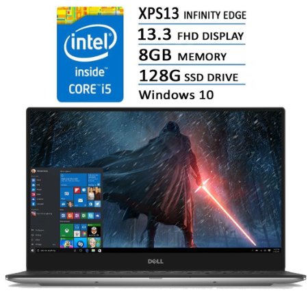 Dell XPS 13 2016 Flagship Silver Edition 13.3 Full HD IPS InfinityEdge Borderless Display, Intel i5-6200U, 8G, 128G SSD, Waves MaxxAudio, Backlit Keyboard, Windows 10