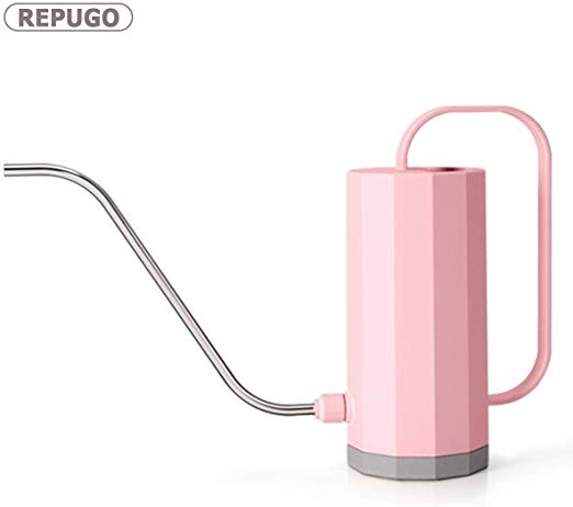 REPUGO Watering Can Outdoor Indoor, Plant Watering Can, Plastic Watering Can with Long Spout, Modern Style Watering Pot, 1.2L/40 oz Small Watering Can for House Garden Plants (Pink)