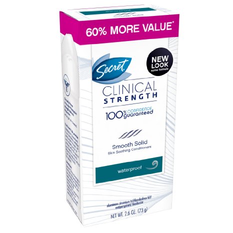 Secret Clinical Strength, Smooth Solid Women's Antiperspirant & Deodorant Waterproof All Day Fresh Scent 2.6 Ounce