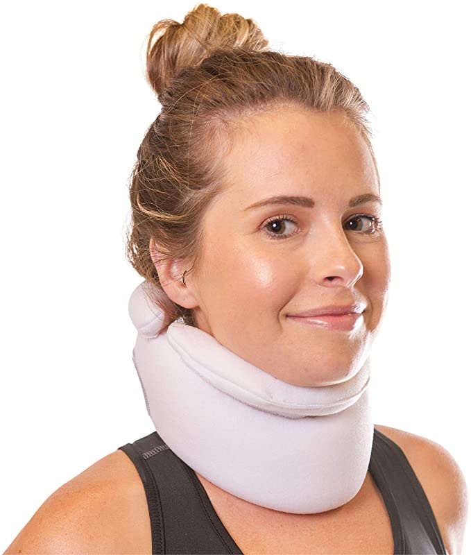 Hauser-Hatto Neck Collar - Soft Foam Cervical Brace with Chin Support Wrap Aligns and Stabilizes C-Spine Vertebrae - Waterproof and Washable Covers Can Be Used in Shower or While Sleeping (S/M)