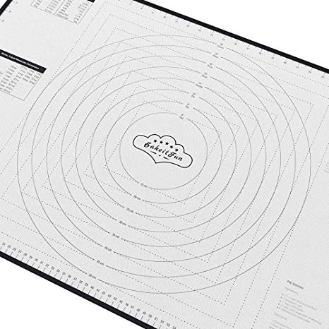XXX-Large Silicone Pastry Mat With Measurements, 36 x 24 Inches, Full Sticks To Countertop For Rolling Dough, Conversion Information Included, Perfect Fondant Surface, Gray