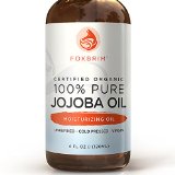 100 Pure Organic Jojoba Oil - Incredible Benefits for Face Skin Hair and Nails - Exceptional for Sensitive and Dry Skin - Abundant in Key Nutrients Fatty Acids and Vitamins C and E - Unrefined and Cold Pressed - Foxbrim 4OZ