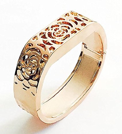 BSI Elegant New Rose Gold Metal Replacement Jewelry Bracelet With Unique Flowers Design Rose Gold Metal Housing For Fitbit Flex Smart Band