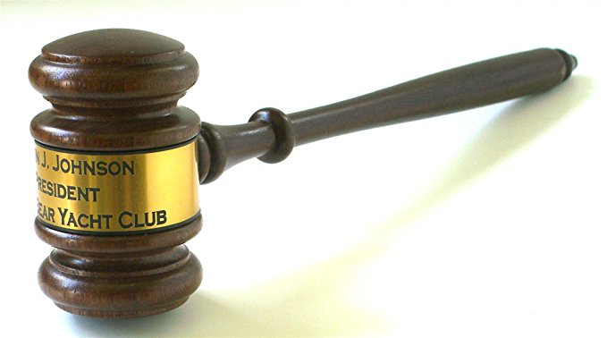 Gavel with engraved band wood