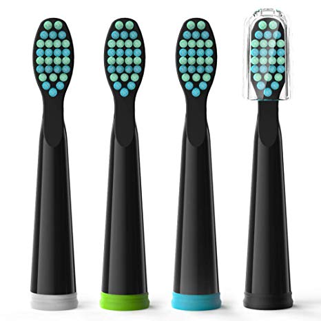 Replacement Brush Heads for WOVIDA Sonic Toothbrush, Black, 4 pcs/pack