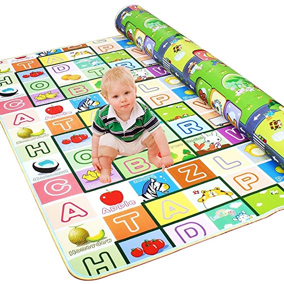 Fani Baby Play Mat Toddler Play Crawl Mat Non-Toxic Non-Slip Reversible Waterproof Thick&Large Double Sides, Portable Mat Use for Outdoor/Picnic/Beach/Travel (Millionaire Alphabet, 79Inch by 71Inch)