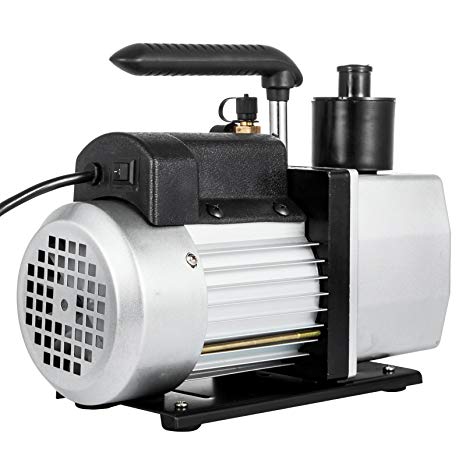 VEVOR Rotary Vane Vacuum Pump 5CFM 1/2HP Two Stage HVAC Auto AC Refrigerant Vacuum Pump Wine Degassing Milking Medical Food Processing Air Conditioning Vacuum Pump (2-Stage, 5CFM)