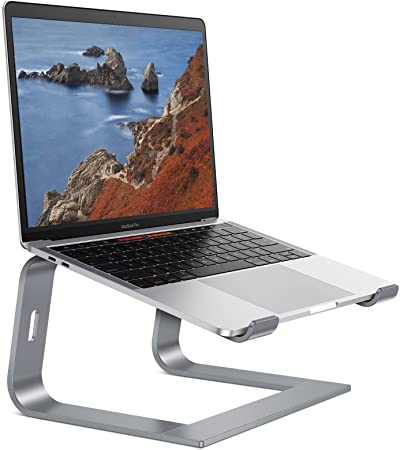 Laptop Stand, OMOTON Laptop Mount, Aluminum Laptop Holder Riser Stand for Desk, Compatible with MacBook Air/Pro, Dell, HP, Lenovo and All Laptops (10-15.6 inch) (Gray)