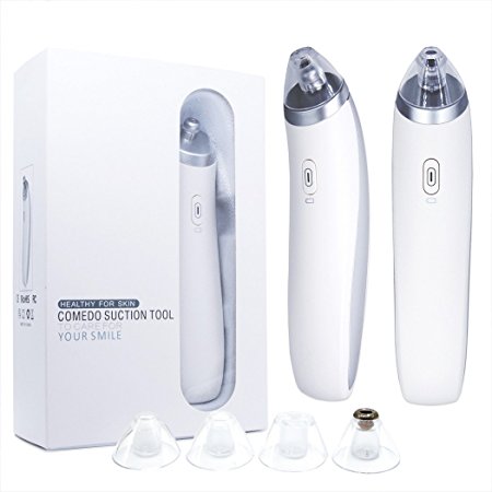 Blackhead Remover Pore Vacuum Extractor - Whitehead Suction Cleaner Remover Kit USB Rechargeable Facial Pore Comedone Extractor Nose Blackhead Acne Removal Vacuum Suction Device Tool - White