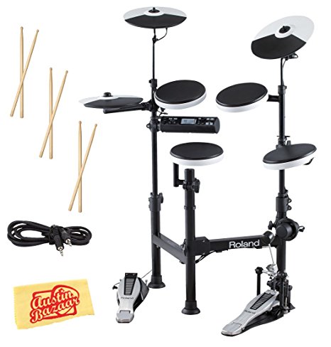 Roland TD-4KP V-Drums Portable Electronic Drum Kit Bundle with Drum Stick Sampler, Audio Cable, and Austin Bazaar Polishing Cloth