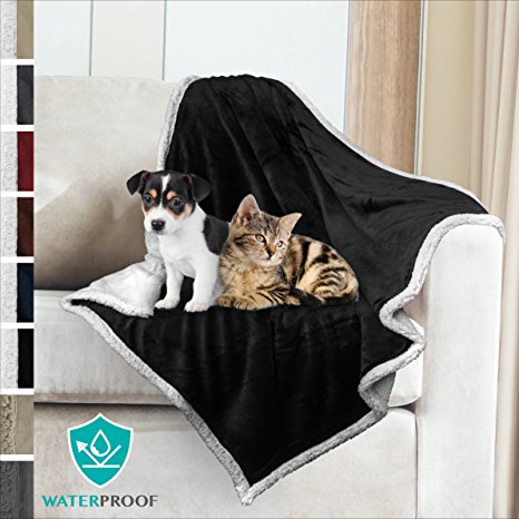 PetAmi Premium Waterproof Soft Sherpa Pet Blanket by Cozy, Comfortable, Plush, Lightweight Microfiber, 100% WATERPROOF