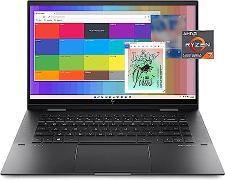 HP 2023 Newest Envy 2 in 1 x360 Convertible Laptop, 15.6" IPS FHD Touchscreen, AMD Ryzen 7 5825U(Beats Intel i7-1260P), 16GB RAM, 512GB SSD, Backlit Keyboard, Fingerprint, Win 11 Home, Black