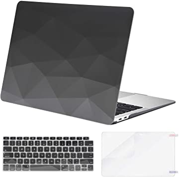 MOSISO Compatible with MacBook Air 13 inch Case 2020 2019 2018 Release A2337 M1 A2179 A1932 Retina Display Touch ID, Plastic Pattern Hard Case & Keyboard Cover & Screen Protector, Gray Geometric