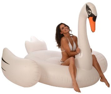 Giant Swan Pool Float; 80" Inflatable Raft