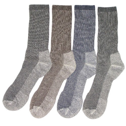 4 Pairs Mens or Womens Large Merino Wool Blend Walking Hiking Socks