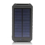Solar Charger Matone Portable 10000mAh Solar Battery Charger Rain-Resistant Shockproof Dual USB output Solar Powered Phone Charger for iPhone iPod iPad Samsung HTC GPS and Gopro Camera Black