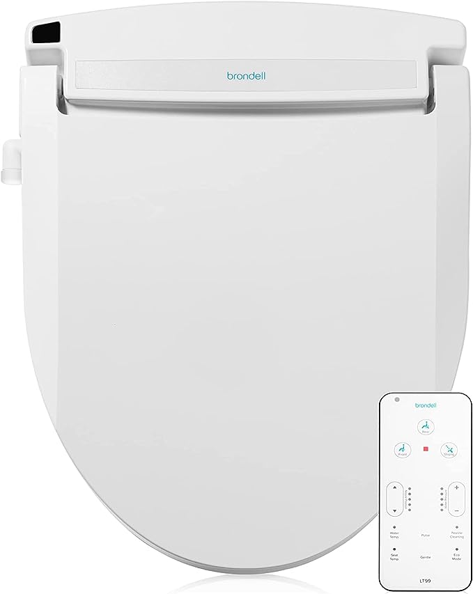 Brondell Swash Electronic Bidet Seat LT99, Fits Round Toilets, White – Lite-Touch Remote, Warm Water, Strong Wash Mode, Stainless-Steel Nozzle, Saved User Settings & Easy Installation