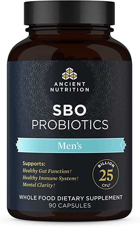 SBO Probiotics Men’s, 25 Billion CFUs* Per Serving, Digestive and Immune Support, Soil Based Organisms Blend and Organic Fermented Botanical Blend, Whole Food Supplement, 90 Capsules