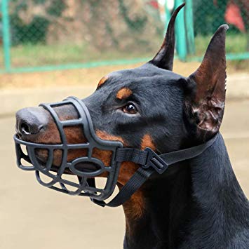 KITAINE Dog Muzzle, Soft Breathable Rubber Basket Muzzle for Dogs Small Medium Large Dogs Muzzle to Stop Biting Chewing Barking, Lightweight Adjustable Muzzle Allow Dog Safe Walking Panting