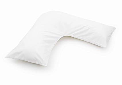 Belledorm White V shaped pillow case cover with poppers - 200 thread count percale - pregnancy maternity orthopaedic support nursing