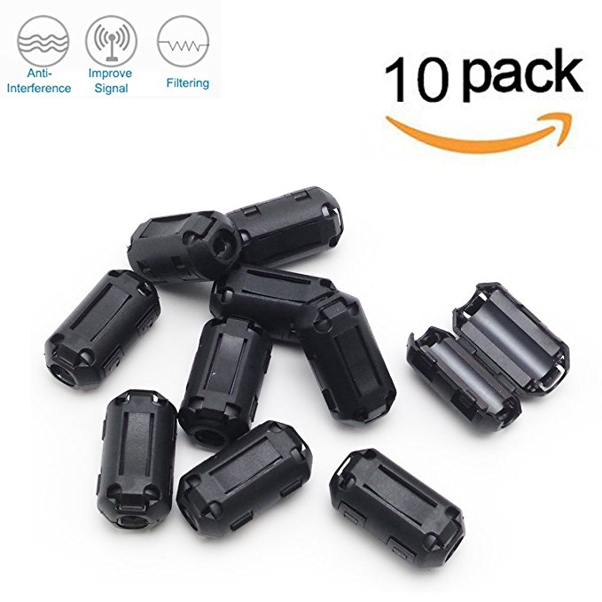Topnisus [Pack of 10] Clip-on Ferrite Core Ring Bead Anti-interference High-frequency Filter RFI EMI Noise Suppressor Cable Clip (5mm inner diameter)