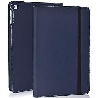 Hocase iPad 6th/5th Generation PU Leather Folio Wallet Case with Pencil Holder, Credit Card Holders, Auto Sleep/Wake Feature, Mutiple Viewing Angles for iPad Air 1/2 & iPad 9.7 2017/2018 - Blue