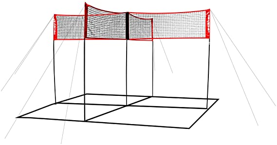 PowerNet Volleyball Four Square Net | Fun New Game That Sets Up in Minutes | Play at The Park Beach or Your Own Backyard