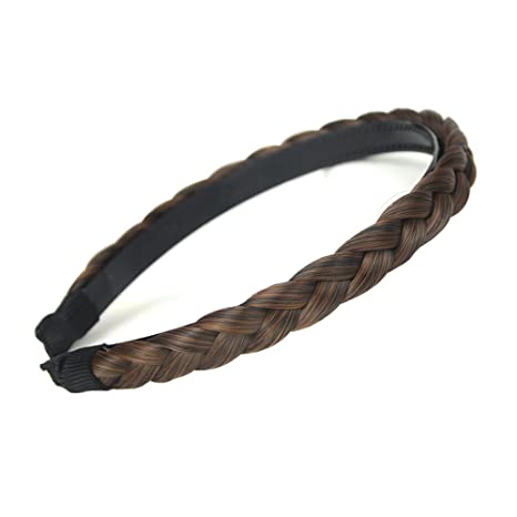 DIGUAN Headband Synthetic Hair Plaited Headband Braid Braided With Teeth Hair Band Accessories for Women Girl Wide 0.6 Inch (Copper Brown)