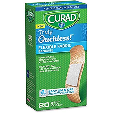 Curad Truly Ouchless Flex Fabric Bandages, 20 Count (Pack of 4)