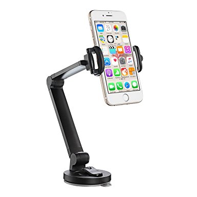 Car Phone Mount Holder, Mblai Windshield Dashboard Desktop Foldable Universal Car Mobile Phone Cradle with Strong Suction Cup for iPhone, Android Smartphone and More(Black)