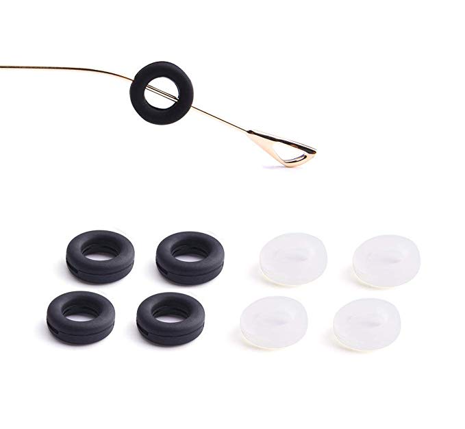Silicone Glasses Ear Hook, Anti-Slip Hooks for Glasses Frame, Soft Comfortable Temple Tip Holder Ring, Eyeglass Accessories, Pack of 4 Pairs (2 Transparent 2 Black)