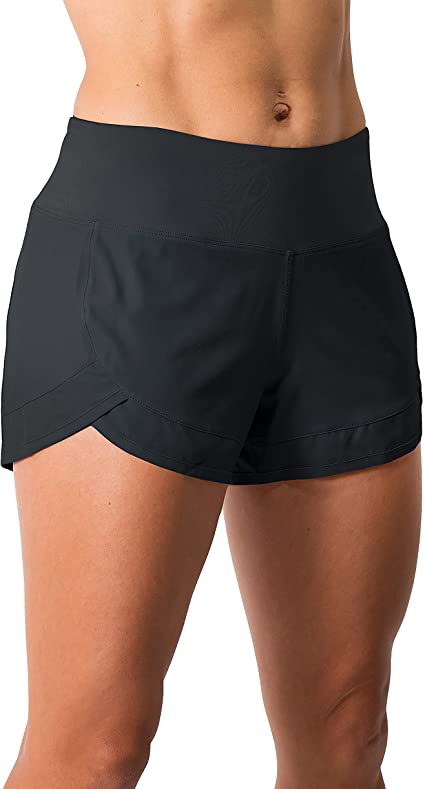 Tough Mode Apparel Womens Lightweight Running WOD Volleyball Shorts Workout Mesh Liner Zip Pocket