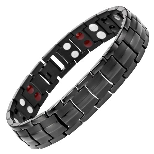 Willis Judd New Mens Black Four Element Titanium Magnetic Bracelet Adjustable