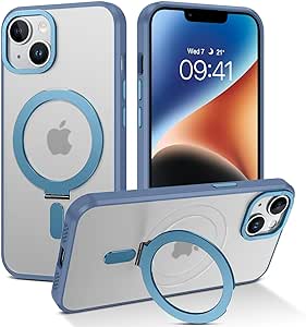 DUEDUE for iPhone 14 Magnetic Case, iPhone 13 Case with Invisible Stand [Compatible with Magsafe], Full Body Protective Cover Slim Shockproof Kickstand Phone Case for Apple iPhone 13/14 6.1", Blue