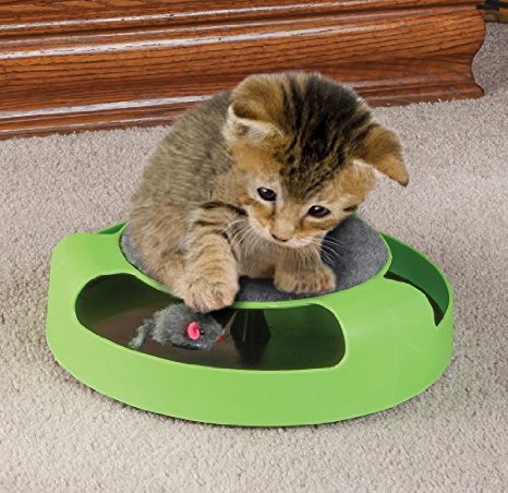 1 X Cat Toy With Rotating Mouse Kitten Toy Spinning Mouse Rotates 360 With Scratch Pad