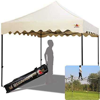 ABCCANOPY Outdoor Pop-Up Canopy Tent 10' x 10' Commercial Instant Shelter Garden Gazebo Canopies with Heavy Duty Wheeled Carry Bag, Beige