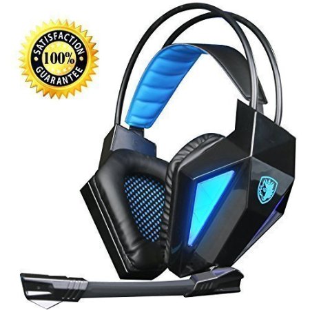 SADES SA710 7.1 Surround Sound USB Over Ear Stereo Gaming Headset Headphone with Microphone LED Light for PS4 PC(Black)
