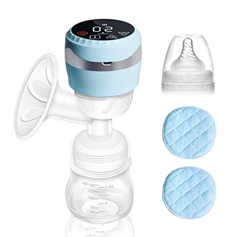 PiAEK Electric Breastfeeding Pumps, Integrated Portable Milk Breast Pump Rechargeable Battery Adjustable Massage Suction (Include 2 Pcs Nursing Pads Free)