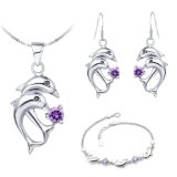 Lovely Dolphins Platinm-plated Fashion Jewelry Set with Crystal Elements