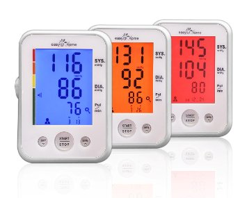Easy@Home Digital Upper Arm Blood Pressure Monitor with Hypertension Color Alert Technology and Heart Beat / Pulse Meter function - Top Selling FDA-approved For OTC use Blood Pressure Monitor (BP Monitor)