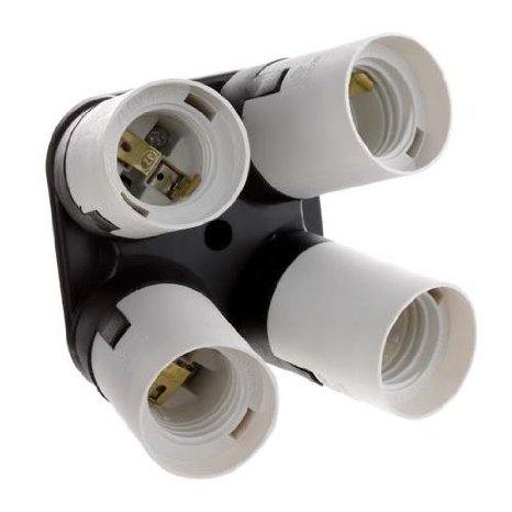 Flashpoint 4 Socket Adapter - Converts 1 Socket into 4 - Use for Standard Socket Flourescent Bulbs