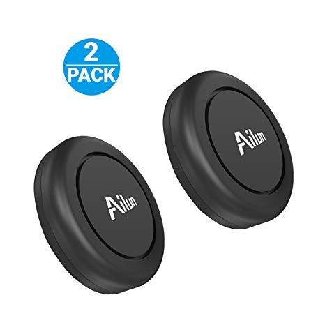 Mini Car Phone Mount,Magnet Key Holder,by Ailun,[2Pack]Stick-on Dashboard Magnetic Car Mount Holder,for iPhone X/8/8Plus,7/6/6s Plus,Samsung S9/S9 ,S7/S6 & more phones and chargers[Black]