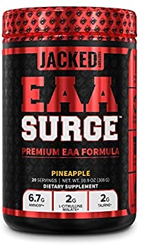 EAA Surge Premium EAA Supplement - 9 Essential Amino Acids Intra Workout Powder Supplement w/L-Citrulline, Taurine, and More for Muscle Building, Strength, Pumps, Endurance, Recovery - Pineapple, 20sv