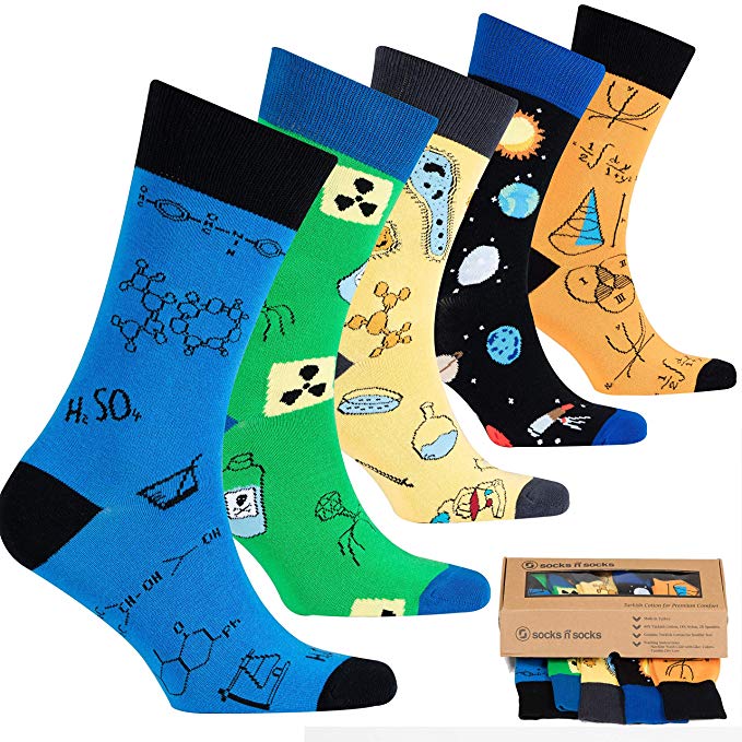 Socks n Socks-Mens 5pair Luxury Colorful Cotton Fun Novelty Dress Socks Gift Box