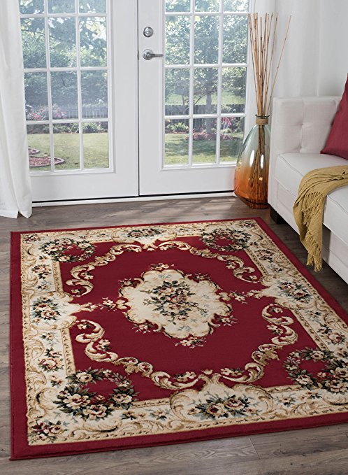 Universal Rugs Angeline Traditional Floral Red Rectangle Area Rug, 8' x 10'