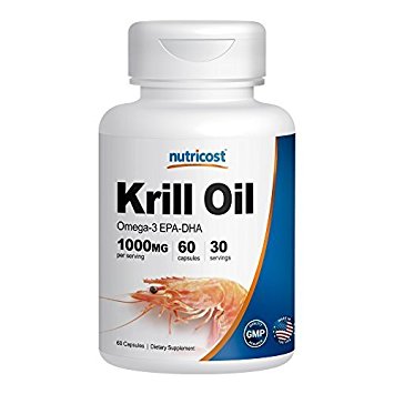 Nutricost Krill Oil 1000mg; 60 Liquid Softgels - Omega-3 EPA-DHA