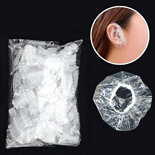 Ear Protector Waterproof Clear Earmuffs for Hair Dye, Shower, Bathing Ear Cover Caps 100pcs